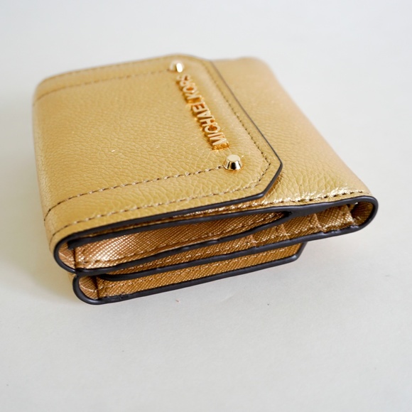 Michael Kors Hayes M Trifold Leather Wallet Gold - Picture 5 of 6